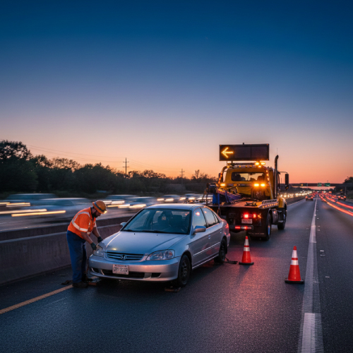 Car recovery service in Fujairah providing 24/7 emergency vehicle recovery on the road
